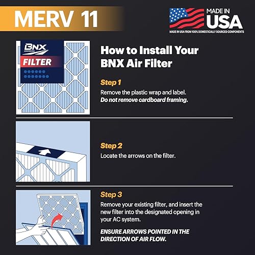 Miniatura 6 de BNX TruFilter MERV 11 - Filtro de aire de 14 x 25 x 1 pulgadas (paquete de 6)  Fabricado en Estados Unidos  Filtro de aire acondicionado
