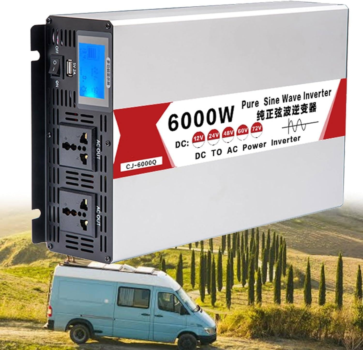 4000/5000/6000/8000w Dc 12/24/48/60v czysta fala sinusoidalna falownik Ac wejście wyjście 110/220v falownik energii słonecznej konwerter z wyświetlaczem 6000W-60Vto220V