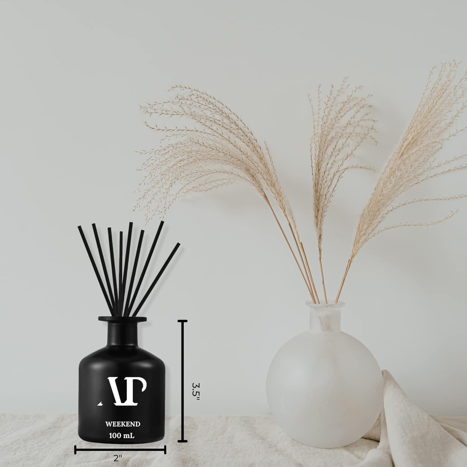 Weekend Reed Diffuser Set, Luxury Home Diffuser with a Hint of Lavender, White Flowers, and Lily of The Valley,Lasting 3-4 Month Longevity, 100mL