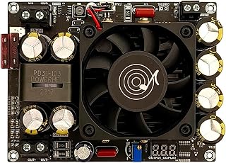 Porceosy Módulo de salida de alta potencia estable de alto voltaje con voltímetro placa disipadora de calor de 500 W, 12 V-24 V a 24 V-50 V, amplificador ajustable de voltaje, color negro