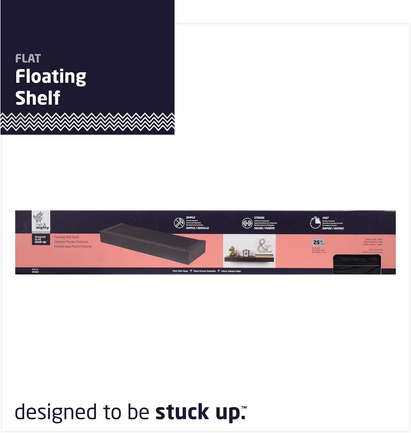 Black Modern Floating Wall Shelf 18"