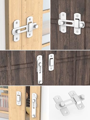 Miniatura 6 de Cerradura de puerta corrediza de granero, pestillos de puerta de acero inoxidable, pestillo de seguridad para gabinete de vino, baño, exterior,