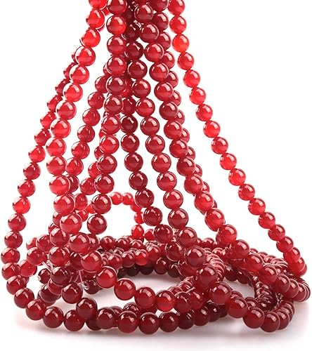 ICAI Beads Cuentas redondas sueltas de piedra de ágata roja natural de 0.157 in para hacer joyas, manualidades, diseño de 1 hebra de 15 pulgadas