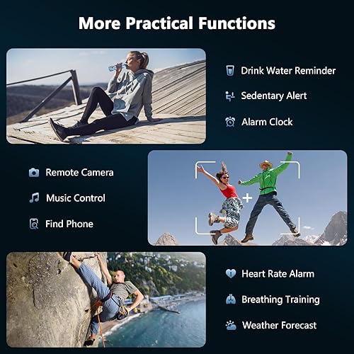 Miniatura 8 de IOWODO Reloj inteligente, reloj inteligente HD de 1.85 pulgadas para hombres y mujeres (respuestahacer llamadas), reloj de fitness con rastreador