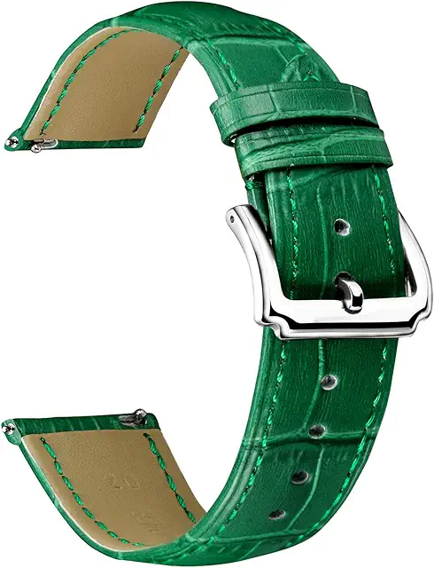 Cinturino Orologio Pelle Sgancio Rapido 10-24mm per Omega Speedmaster Automatic Verde Anni 90