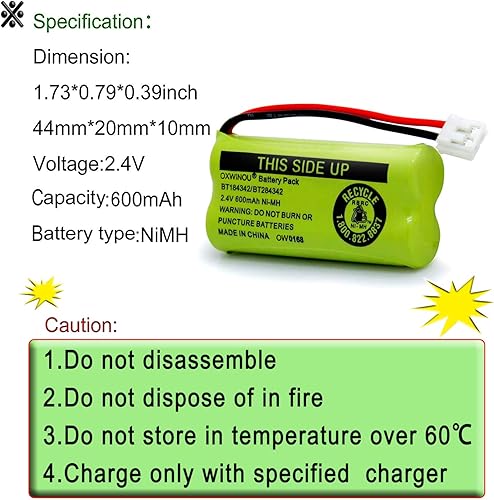 Miniatura 3 de OXWINOU BT18433 BT-18433 BT28433 BT184342 BT-184342 BT284342 BT1011 BT-1011 BT-1011 - Batería de repuesto para BT-8300 BATT-6010 89-1326-0000 89-13
