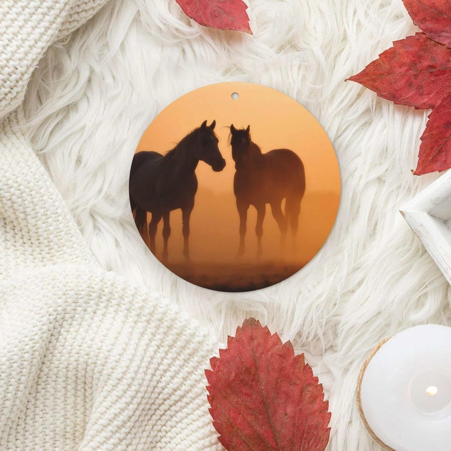 Car Air Freshener 24 PCS Horses in Love Hanging Car Air Fresheners Auto Interior Decor Card Freshener Strong Scented Card Lavender Cars Scents for Office Bedroom Close Drawer Round Shape