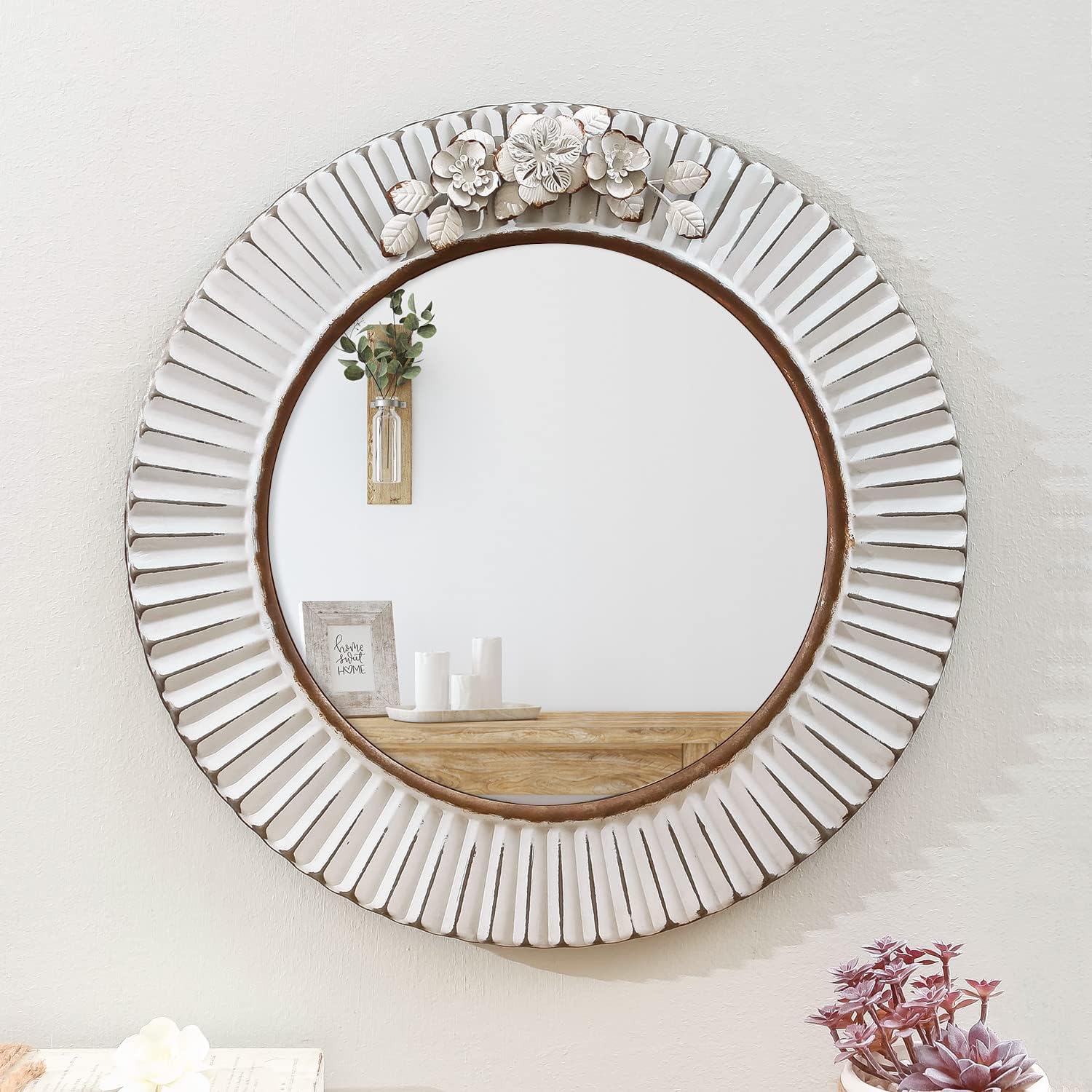 Original Barn 18 Inch Decorative Wall Mirror, Corrugated