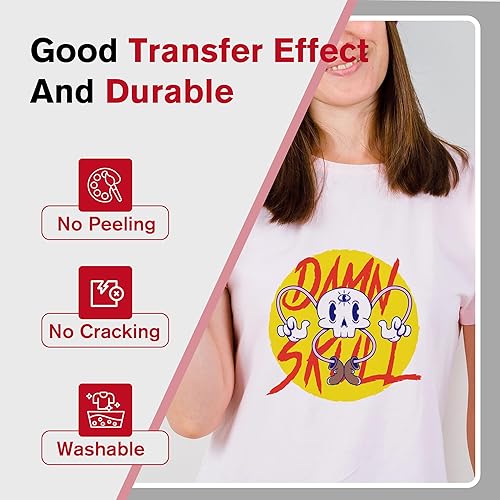 Miniatura 4 de Koala - Papel de transferencia de calor para tela blanca y de color claro, 25 hojas de papel de vinilo de transferencia de calor imprimible de 8.5 x