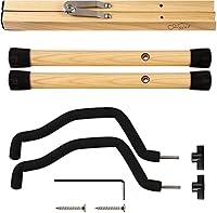 Vista 6 de SNIGJAT Soporte de madera acústico, mini eléctrico ajustable, soporte de guitarra para guitarra con acolchado de espuma, soporte de bajo plegable