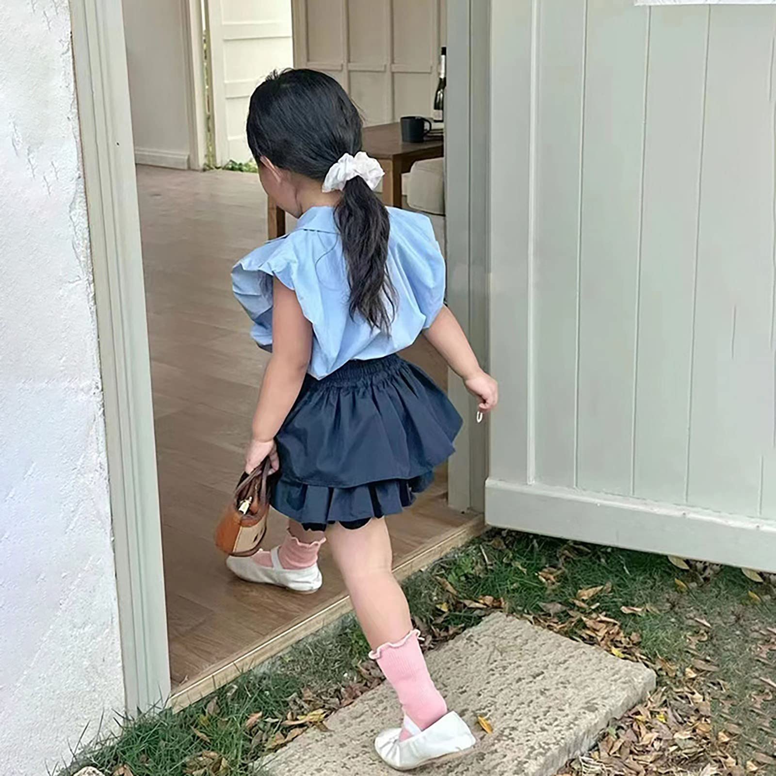 Top de Manga Corta y Culottes de algodón para niña pequeña de Verano, Traje de Uso Diario y cómodo Trajes De Vestir Plus