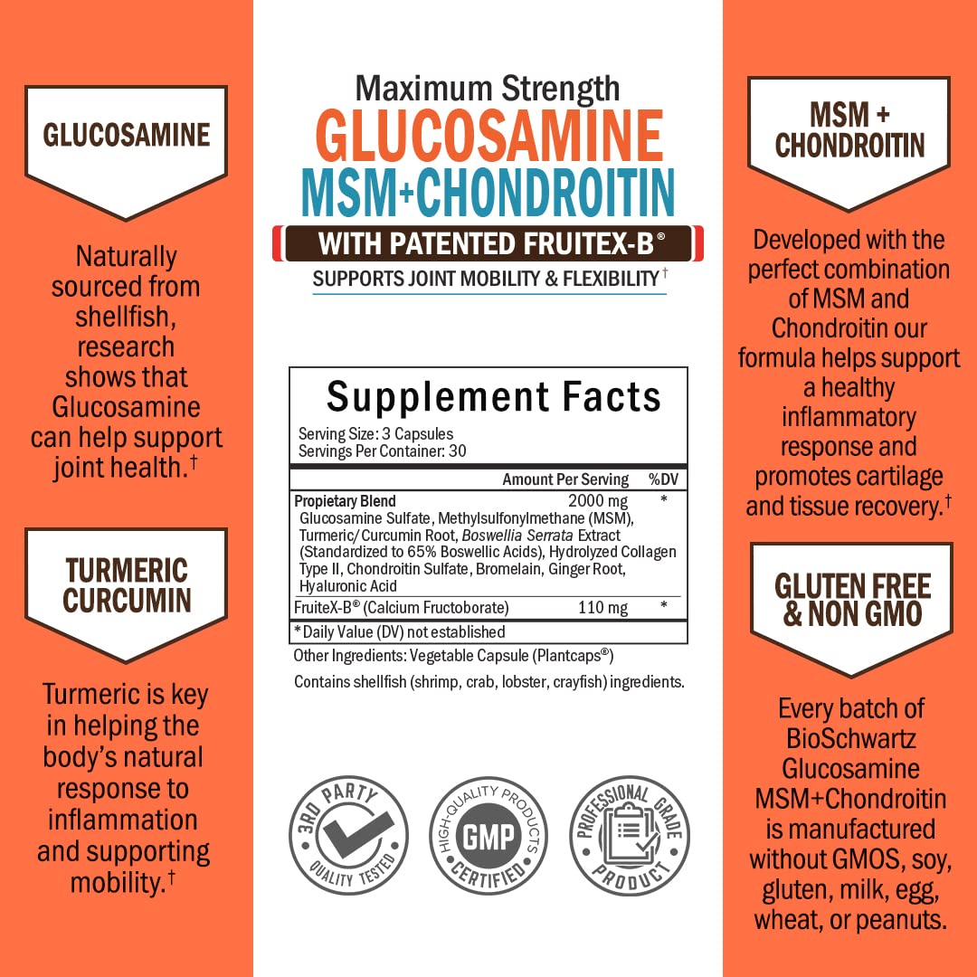 Glucosamine Chondroitin MSM Triple Strength Joint Supplement with