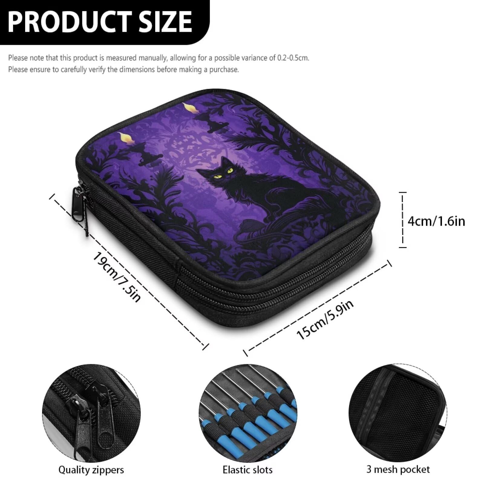 Amazon.com: CREAMIC Gothic Cat Crochet Hook Case Portable Crochet