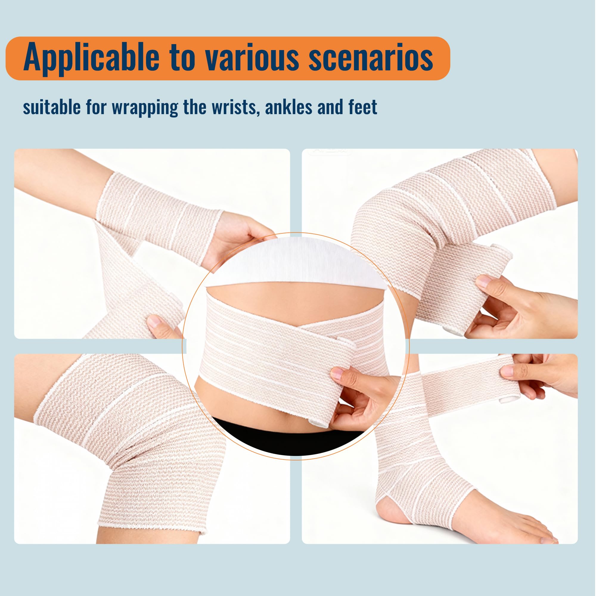 Premium Elastic Bandage Wrap,6" x 2 Pack Cotton Compression Bandage for Legs, Ankle, Knee,Foot,Body,Support & First Aid for Sports,Latex-Free,Reusable Wrap for Sports, Medical, and Injury Recovery — Amazon image 4