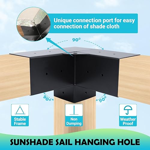 Miniatura 4 de wuyule Kit de soportes para pérgola de 4 x 4 pulgadas, kit de pérgola de bricolaje, kit de cenador, soporte de esquina de ángulo recto de 3 vías y