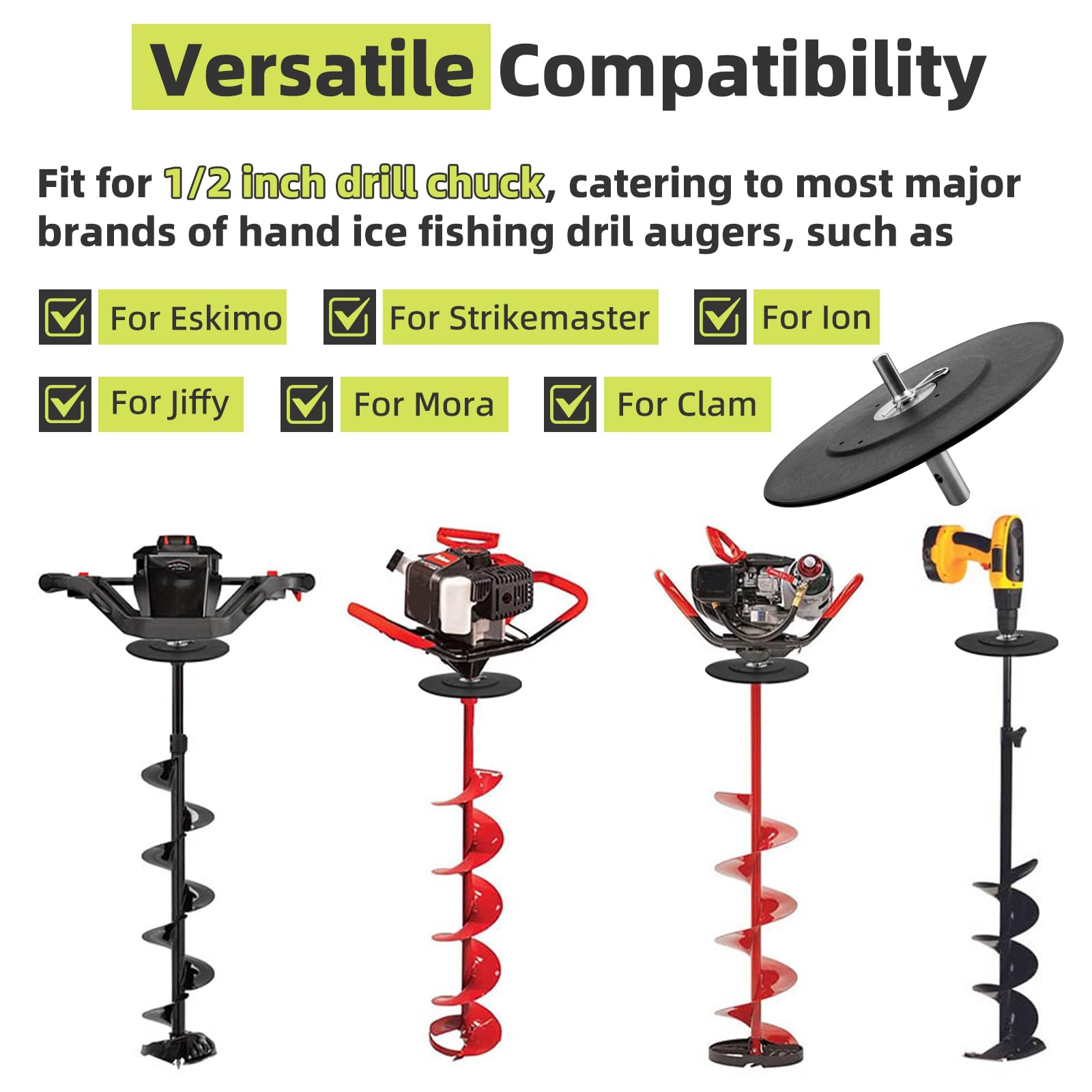 Ice Fishing Auger Drill Adapter - 1/2" Chuck -2 Ice Fishing Auger Drill Adapter - 1/2" Chuck -2