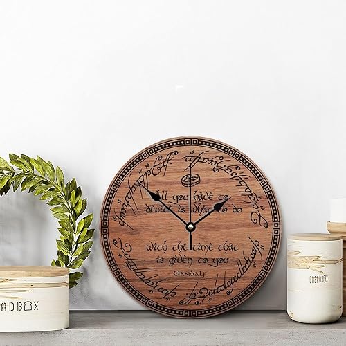 Miniatura 10 de ArogGeld Lord of The Wall - Anillos de reloj de pared Hobbit Tree Life, relojes redondos decorativos de 15 pulgadas, funciona con pilas, grande,
