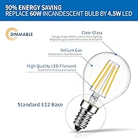 Vista 5 de ANWIO Bombilla de filamento LED G14 E12 con base de tornillo regulable de 4.5 W (equivalente a 60 W) 2700 K blanco cálido bombilla Edison