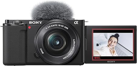 Sony Alpha ZV-E10L APS-C Mirrorless Interchangeable Lens Vlog Camera (Swivel Screen for Vlogging, 4K Video, Real-Time Eye Auto Focus), Black