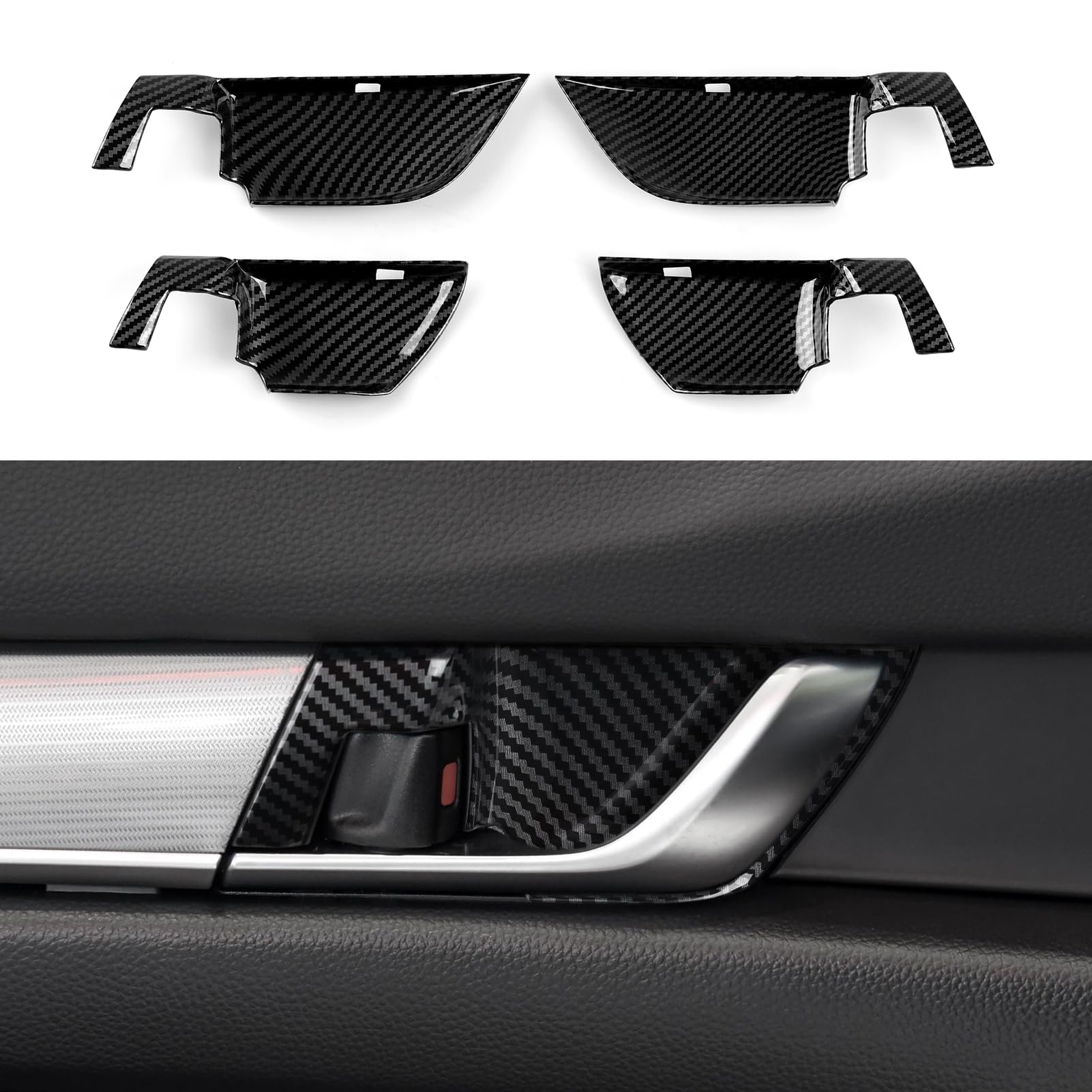 Car Inner Door Handle Bowl Decals for 2018-2022 Honda Accord 10th Gen Accessories ABS Carbon Fiber Stickers