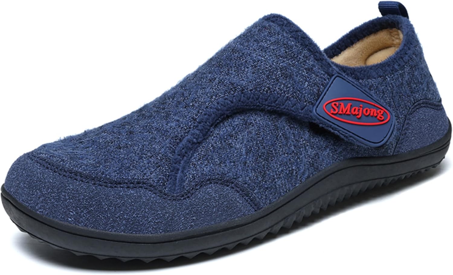 TIESTRA Heren Pantoffels Warme Flocking Slippers Brede Fit Gezellige Bont Huisschoenen Antislip voor Binnen & Outdoor 7-13UK, Streep Grijs, 45.5 EU