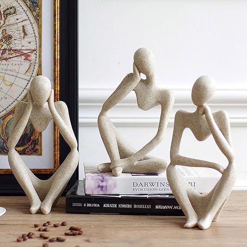 Miniatura 3 de Nice purchase Estatua abstracta de pensador moderno, figura de resina de arenisca, arte tallado a mano para el hogar, oficina, estantería,