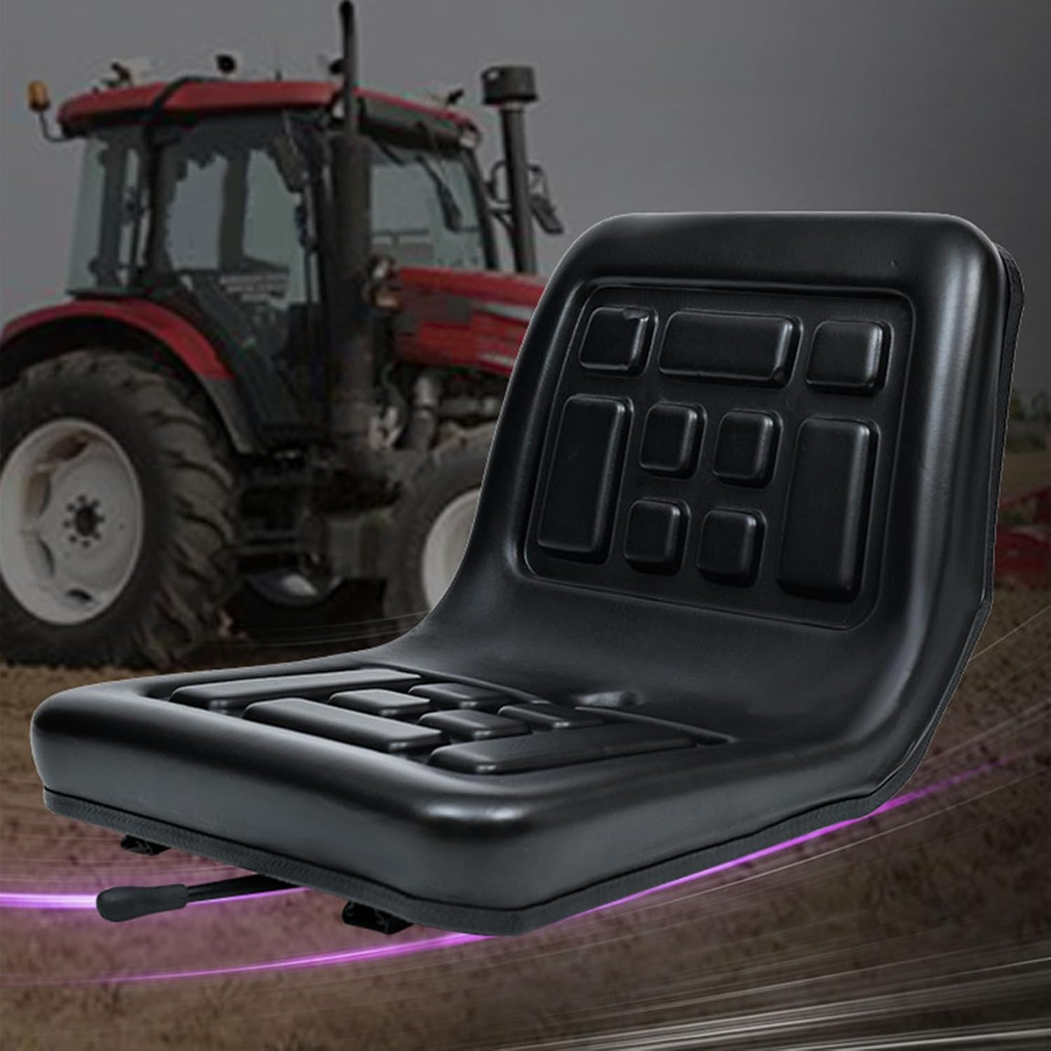 Eujgoov Universal Tractor Seat, PU Leather Construction with Comfortable Contoured Design and Adjustable Back, for Tractors Harvesting Machines Agricultural Machinery