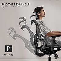 Vista 4 de NOBLEWELL Silla de oficina ergonómica de malla con ajuste flexible, soporte lumbar, silla de computadora de escritorio con respaldo alto