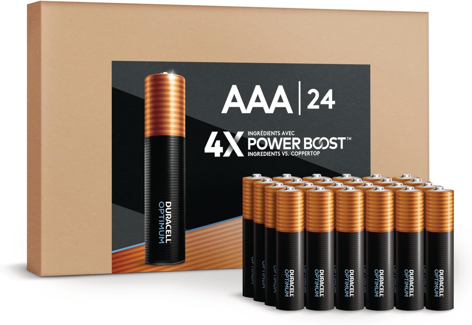 Optimum AAA Batteries 24 Count with POWER BOOST Ingredients, Re-closable Pack for a Quick, Easy Access and Organized Storage