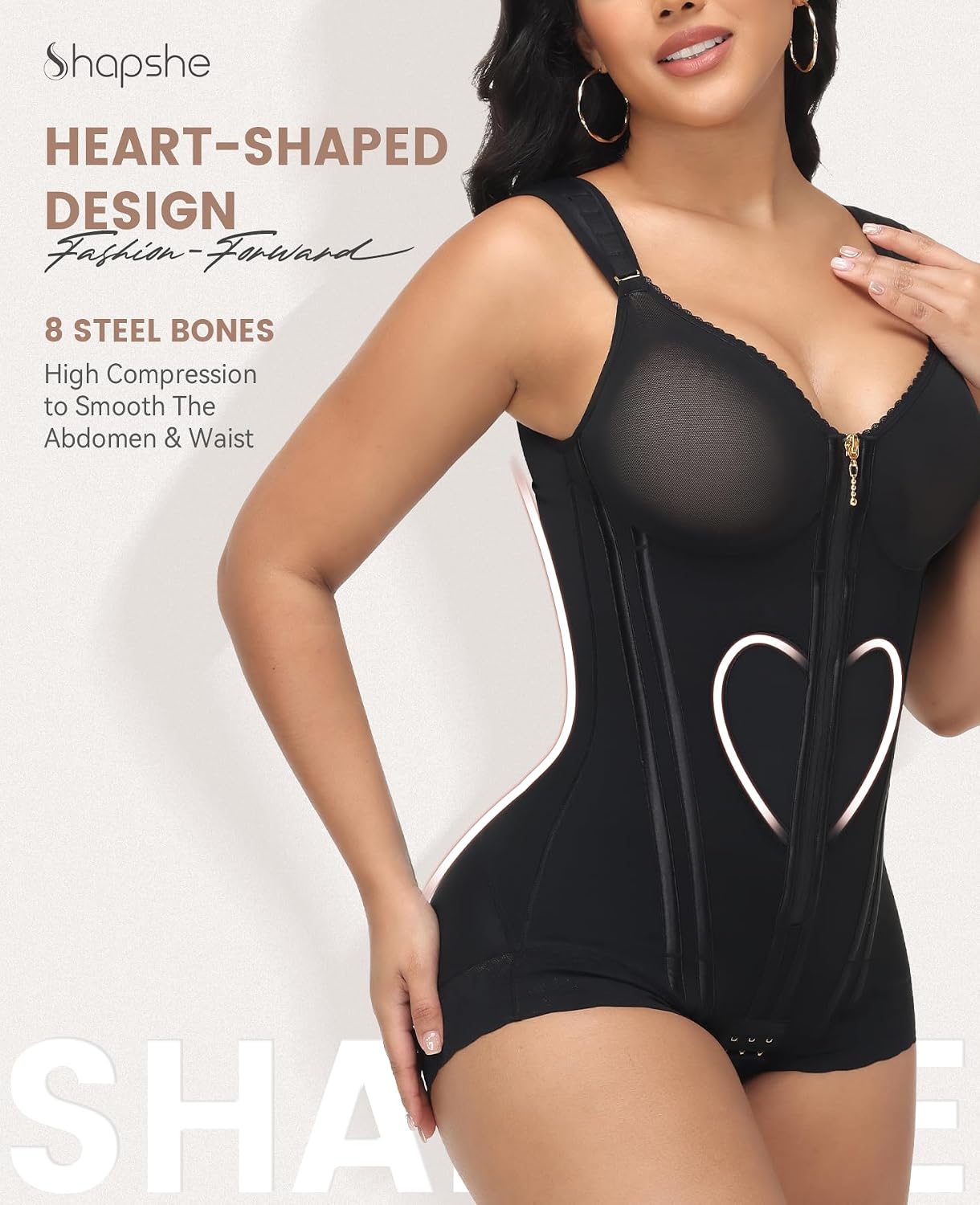 SHAPSHE Fajas Colombianas Moldeadoras Body Shaper with Bra Stage 2 3 Post Surgery High Compression Garment Steel Bones