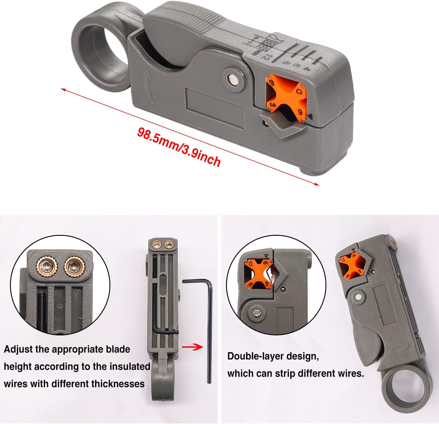 Taiss Coaxial Cable Tool Kit BNC Crimp tool with 10PCS BNC Male Crimp Connector,Coaxial Cable Stripper Cutter,Wire Cable Cutter and Heat Shrink Tube for RG58/RG59/RG62/RG174