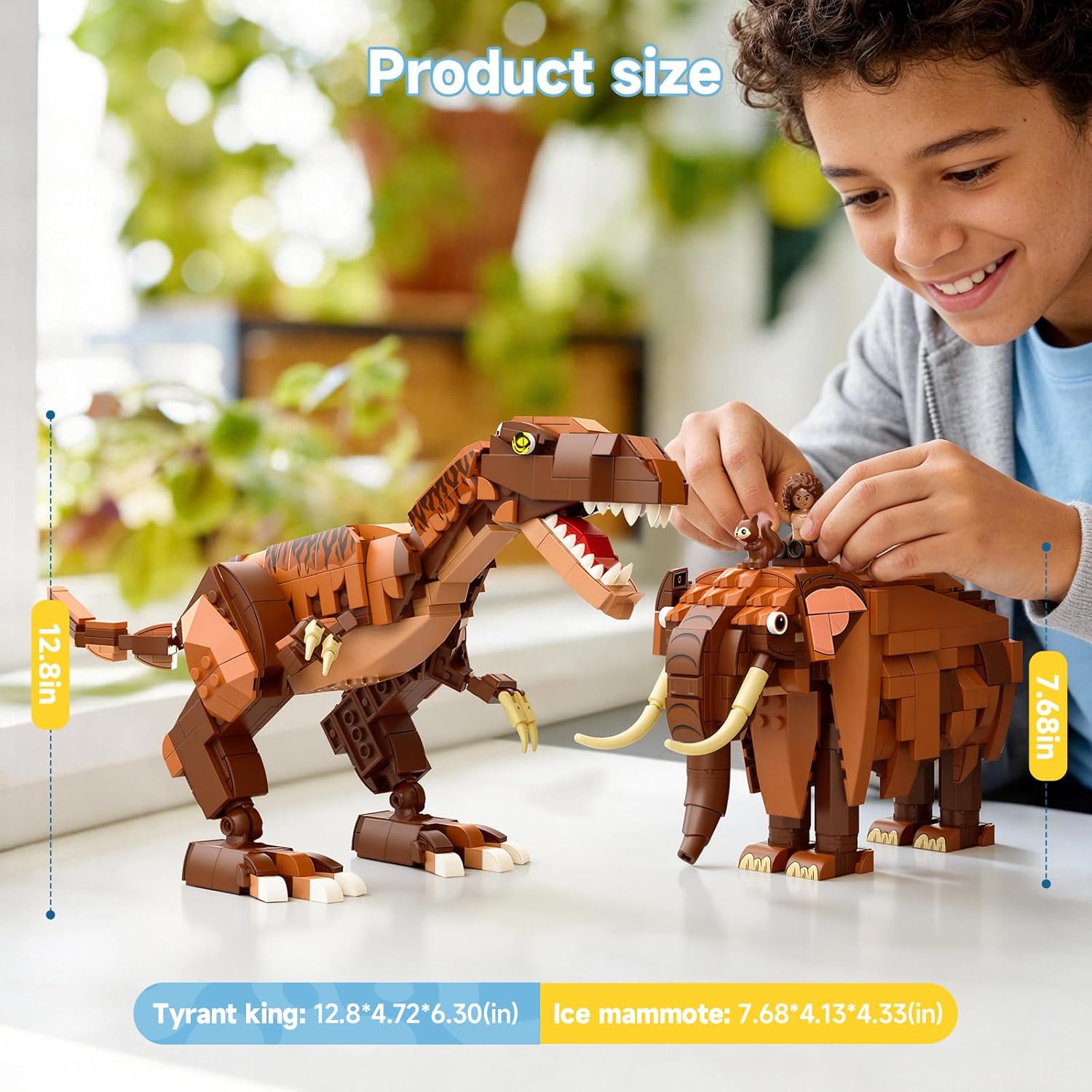 Wise Block 2-in-1 Building Toy Set, Transforms to 2 Different Animals - from Dinosaur to Mammoth, Creative Buildng Block Toys for Kids 826 pcs