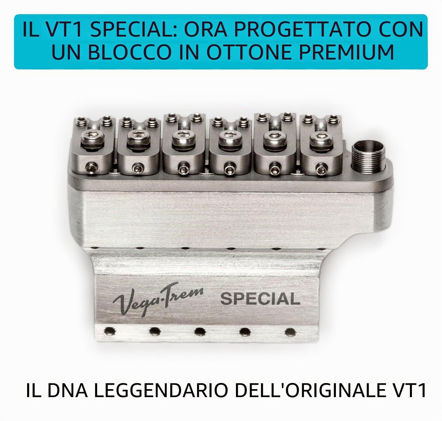 Vega-Trem VT1 Special Standard 6-Screw Stratocaster Chitarra Tremolo Bridge per Strat No Mods Facile installazione (raso, destra)