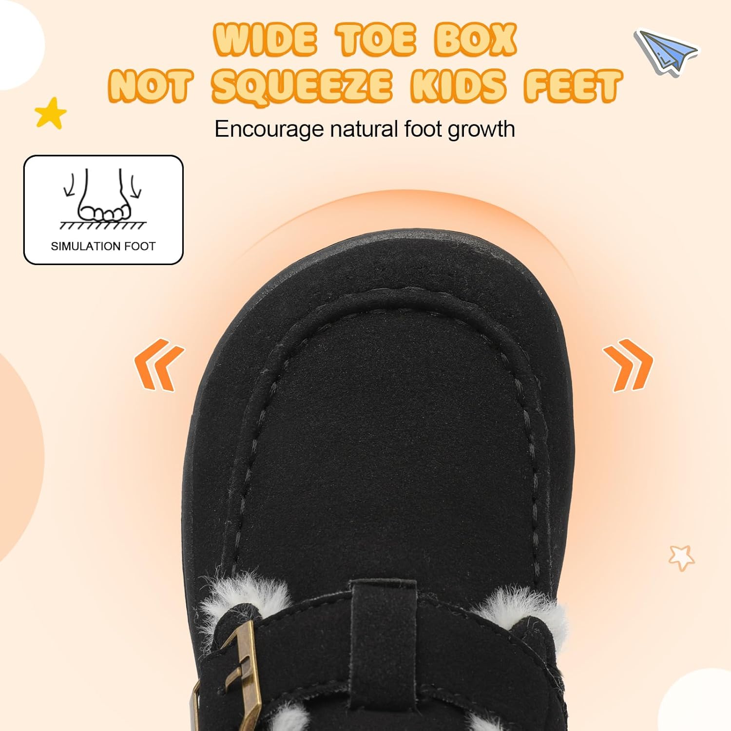 JOINFREE Toddler Slippers Warm Kids Girl Fuzzy House Mules Slippers Boys Wide Toe Slip On Moccasins Slipper Bedroom Memory Foam Home Clogs Shoes Indoor Outdoor Loafers - Image 3