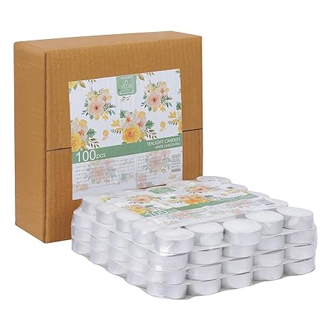 Welburn Veda&Co® Wax Unscented Tealight Candles Pack of 100 for Diwali Decoration | Long Burning | Smokeless | Candles for Home Decor, Offices, Dining & Special Occasions