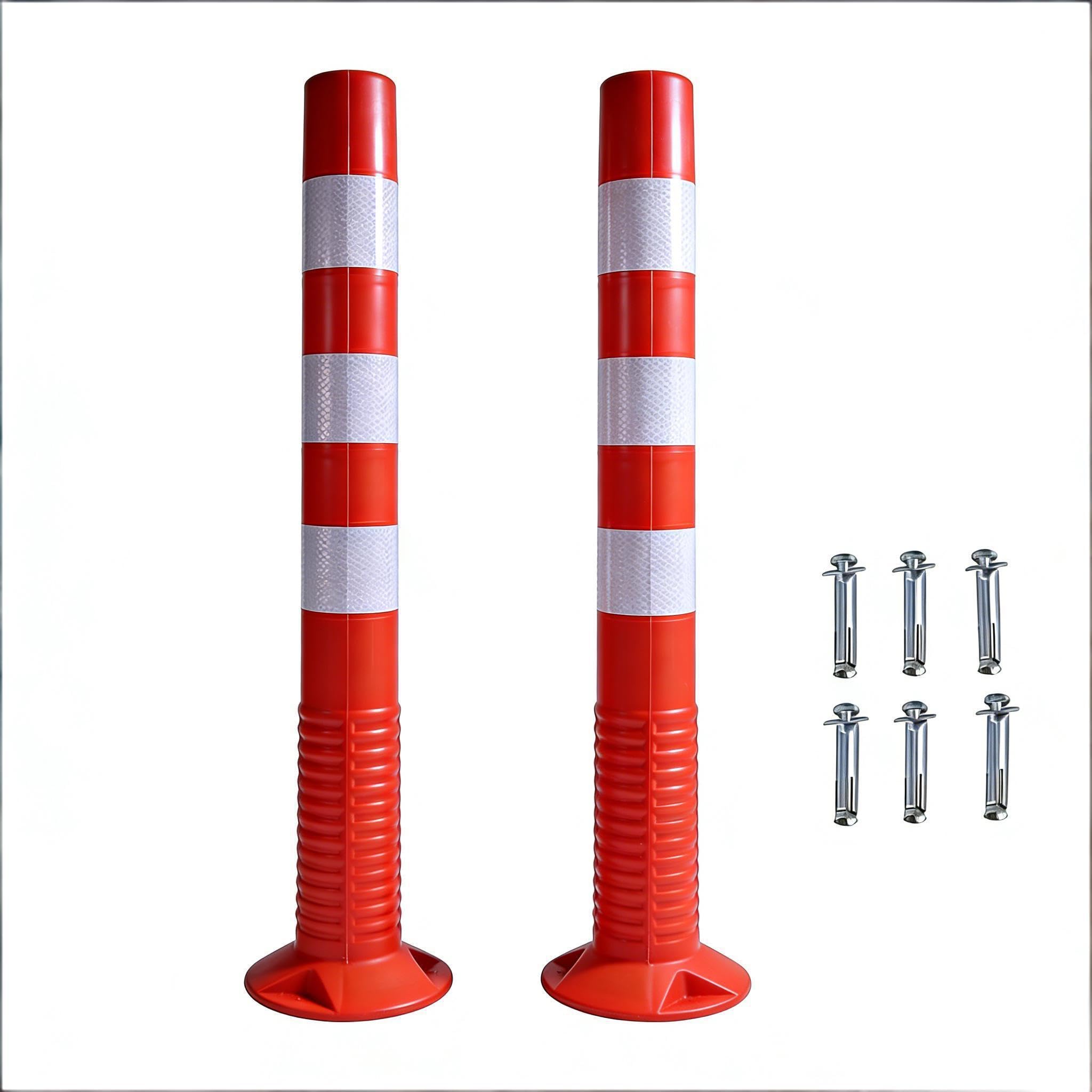 2 Stück Reflex Absperrpfosten, Poller 75 cm hoch, Reflektierend, selbstaufrichtend, Verstärkte Kunststoffpfosten 75 cm für die Verkehrssicherheit, aus Flexiblen Polyurethan