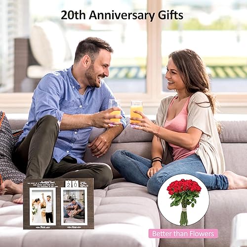 Miniatura 6 de Then & Now Marco de fotos de aniversario, regalo de boda de 1 a 99 años, marco de aniversario de Let's Make Memories personalizado Then & Now,