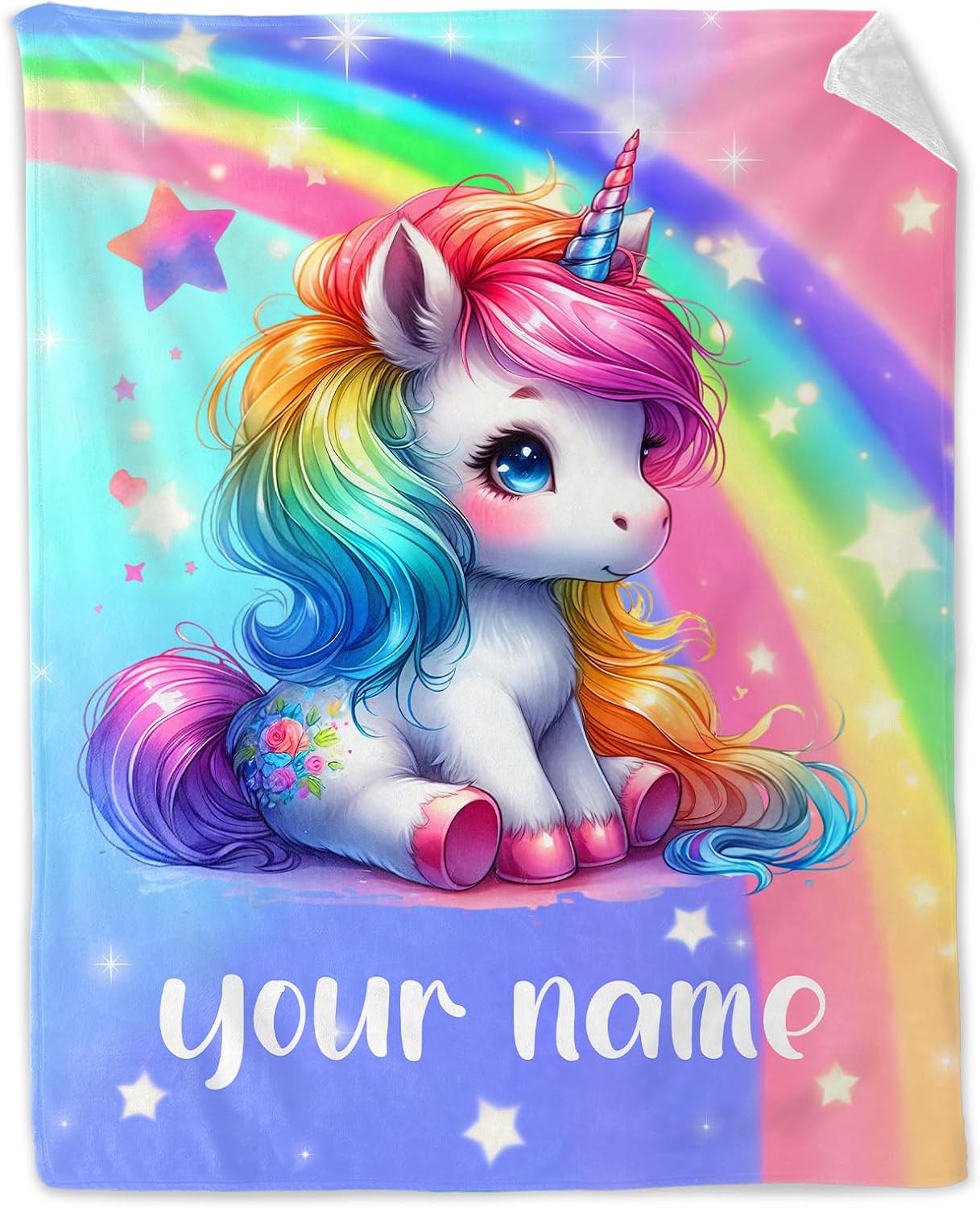Custom Unicorn Blanket for Girls 6-8 - Lightweight Comfort Throw Blanket - 40" x 50" Inches Unicorn Blankets for Room Sofa - Cartoon Unicorn Blanket Gifts