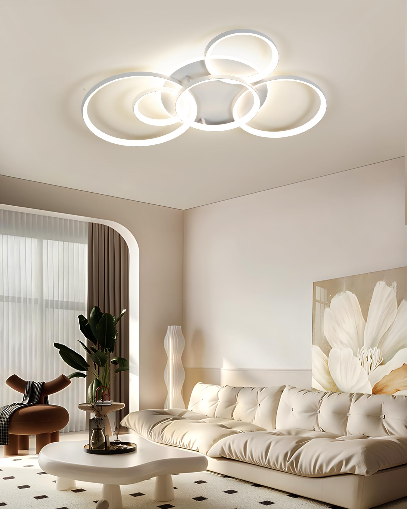 Plafoniera LED Soffitto Moderna, Lampadario Camera da Letto 86 * 60cm，Plafoniera LED Dimmerabile 3000K-6000K per Soggiorno Camera da Letto Sala da Pranzo 75W