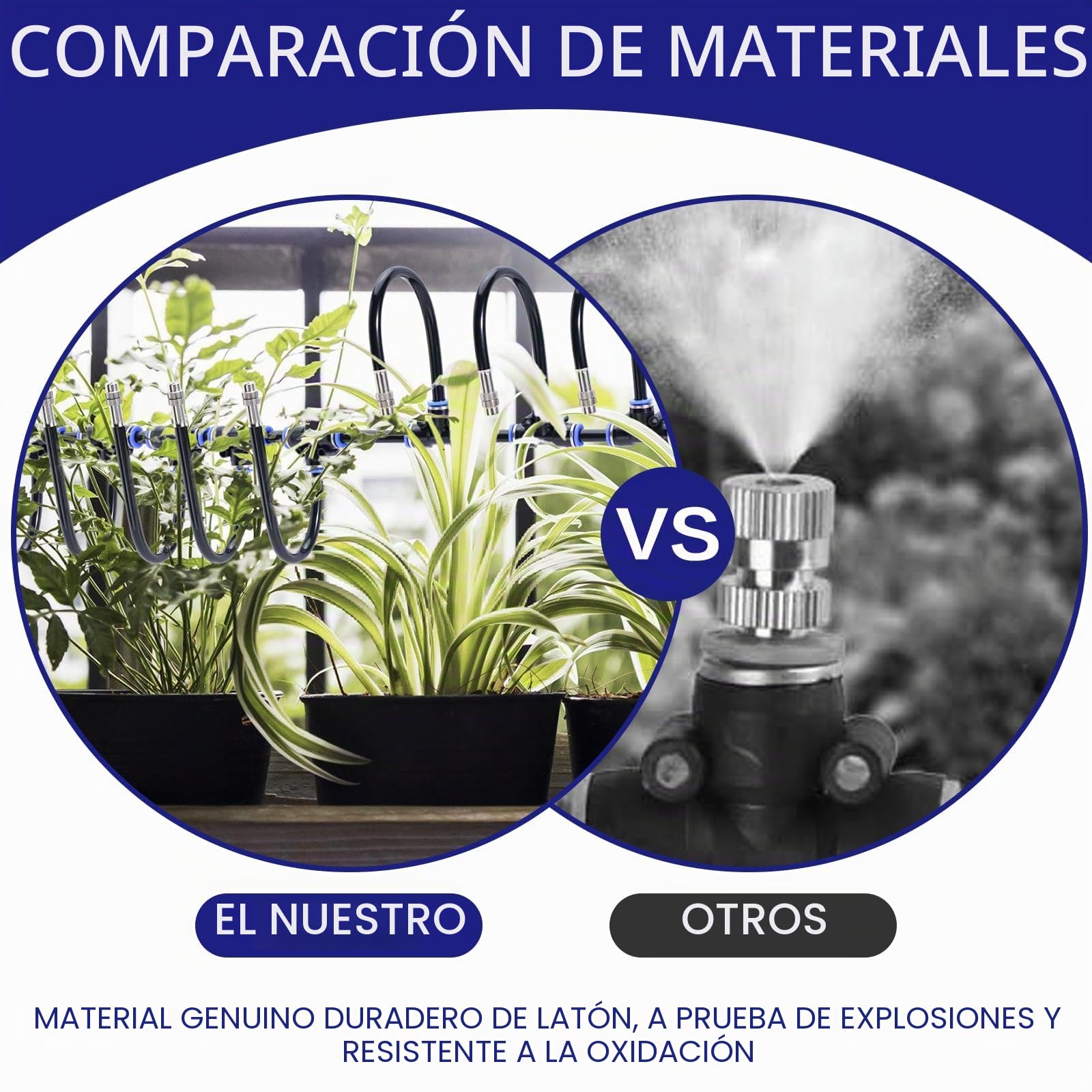 Sistema de riego por niebla, 15 boquillas de pulverización de latón direccional, adaptador de 3/4 pulgadas, para riego de césped de granja y refrigeración al aire