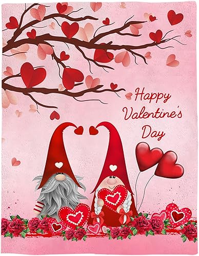 Miniatura 5 de Manta corta de franela de gnomo de felpa para el día de San Valentín, suave, cálida, acogedora, reversible, para cama, sofá, silla, diseño de