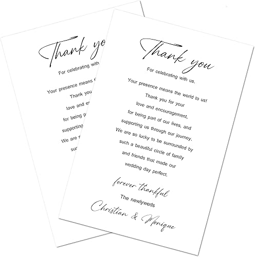 Tarjetas minimalistas personalizadas de agradecimiento para boda, tarjetas de ajuste de lugar personalizadas, para despedida de soltera, reunión,