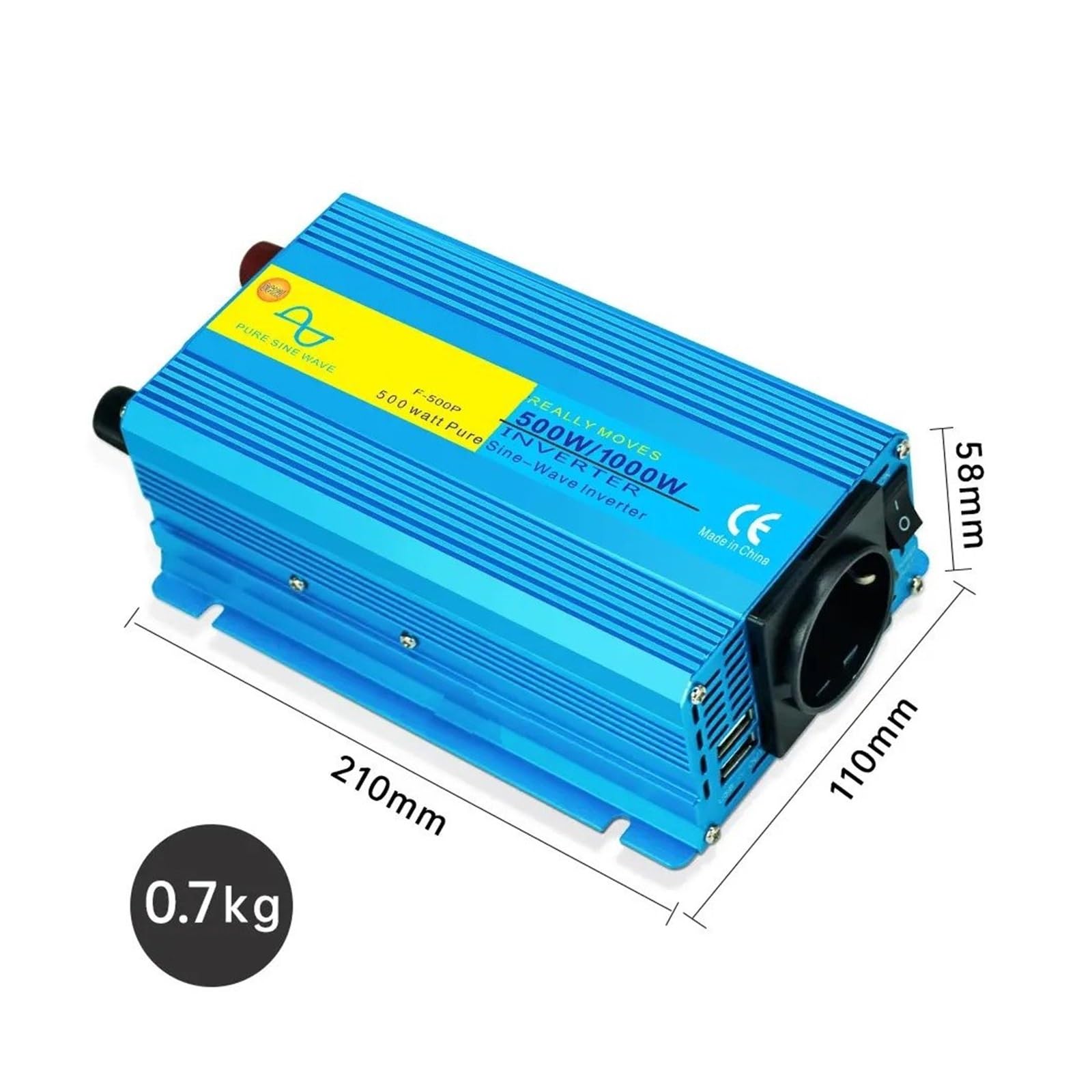 Convertidor Inversor Transformador Inversor De Onda Sinusoidal Pura De 1000 W CC 12 V CA 220 V 50 Hz 60 Hz Convertidor De Potencia para El Hogar Y El Coche Energía Solar(EU 50Hz)