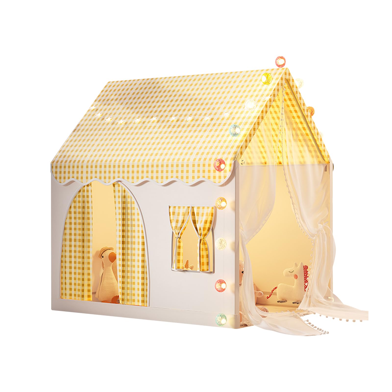 Ergocar Children's Tent Indoor Outdoor Double Door Castle Ball Light Colorful Flag Cloud Star Light Suitable For Toddler Children Boys And Girls