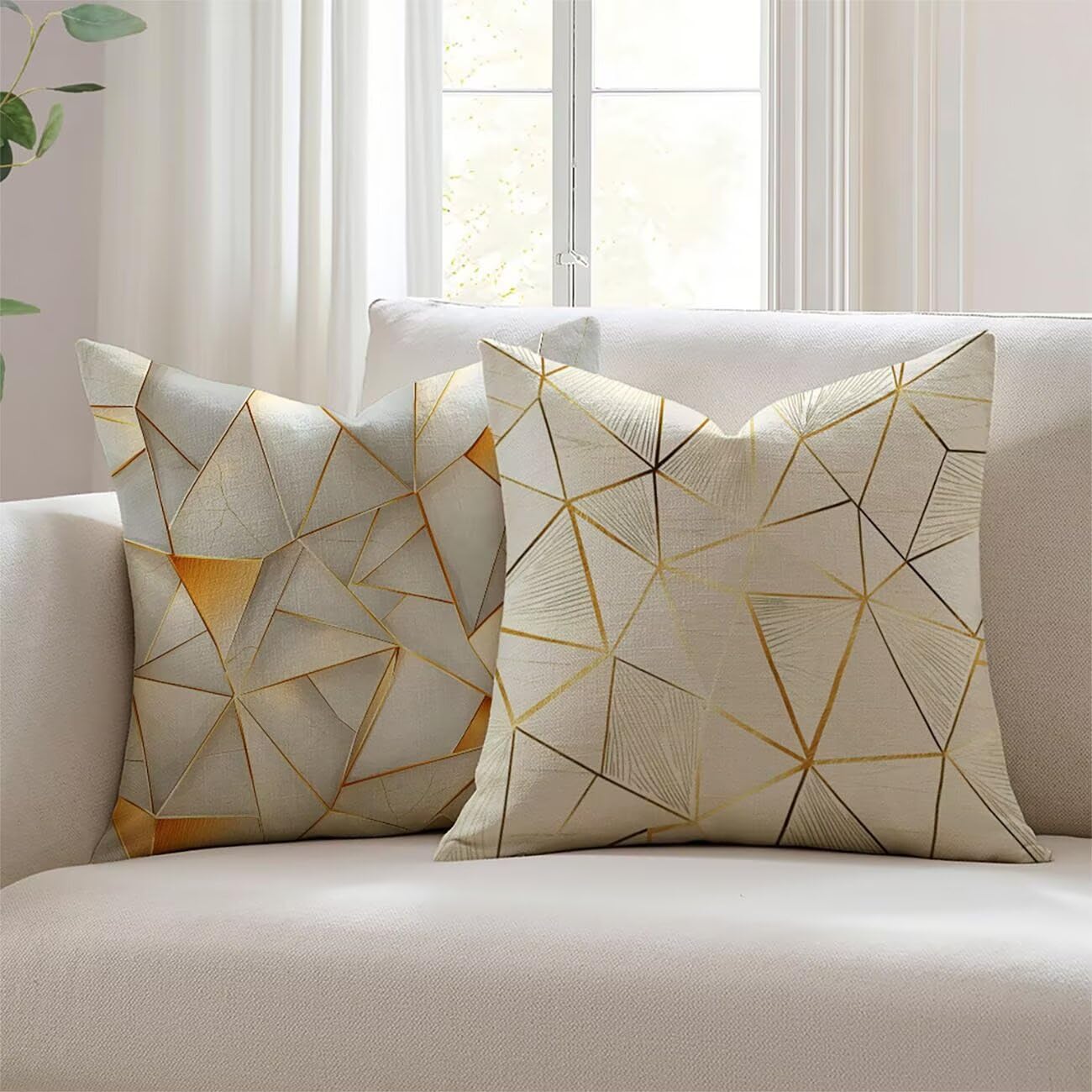Housses de coussin canapé blanc extérieur imperméable 50x50 salon de jardin lin déperlant