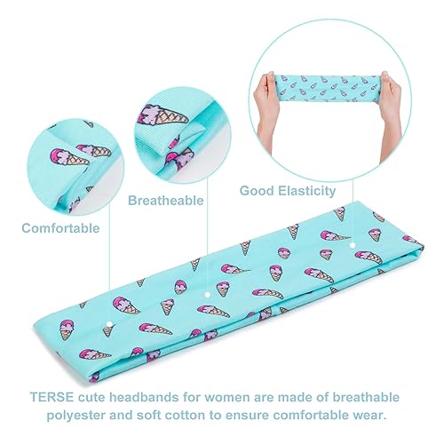 Vista 80 de TERSE Diademas negras para cabello corto para mujer, bandas elásticas antideslizantes para el sudor, envolturas de tela suave para entrenamiento