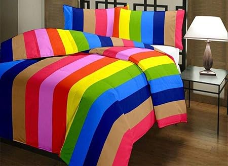 INDICUM Microfiber Rainbow Cotton Single Bed AC Blanket for Summer/Winter, Multi