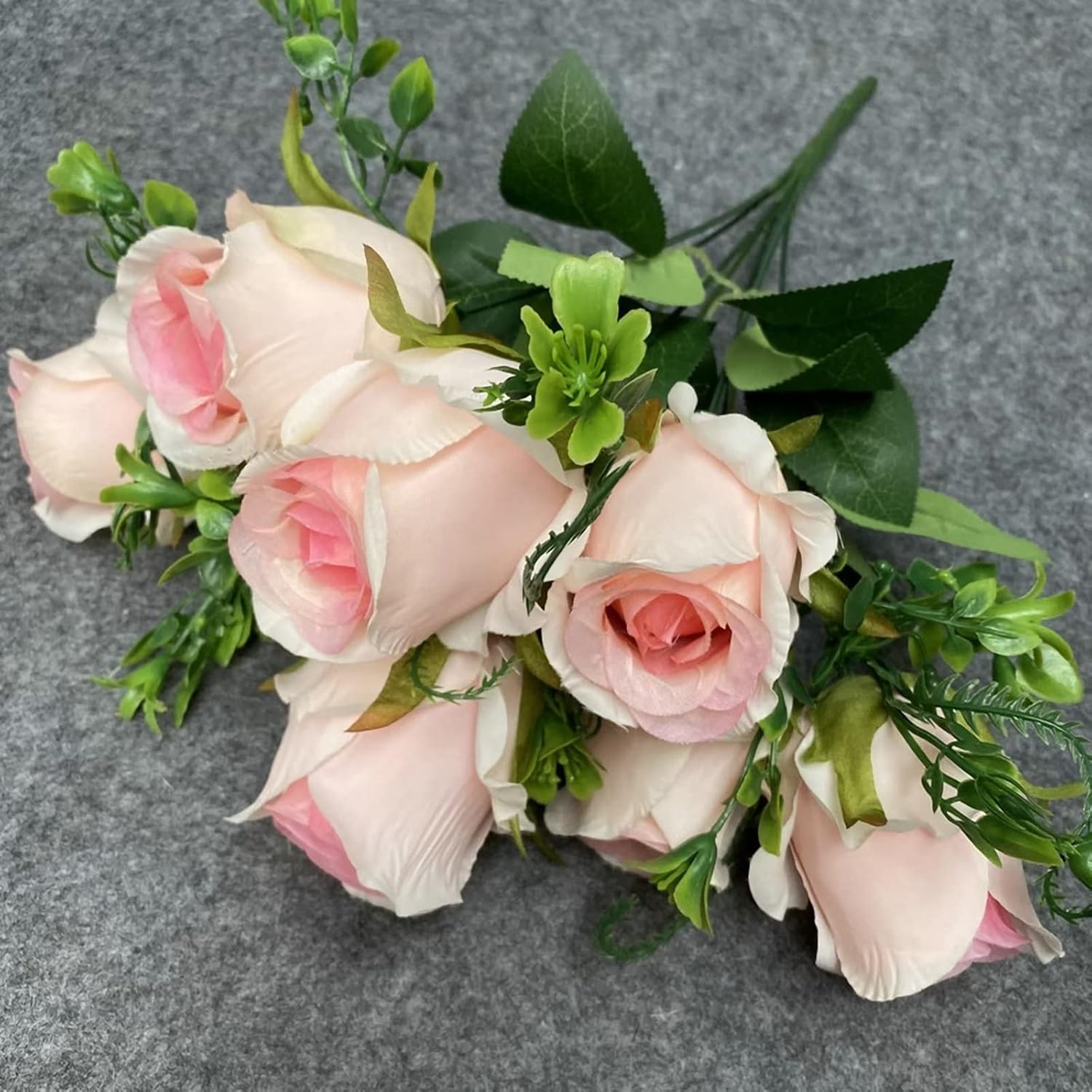 1 Pack Artificial Rose Silk Flower Indoor - 7 Heads Fake Faux Pink Valentine Wedding Flowers Bouquet for Christmas Halloween Home Wedding Decoration