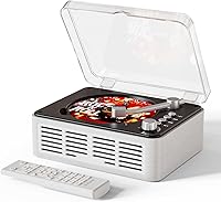 Vista 1 de CD Player with Bluetooth Transmitter, Nostalgic Retro Wood Music Player, Built-in Speakers-Bass Boost, FM Radio for Home/Wired&Remote Control-White