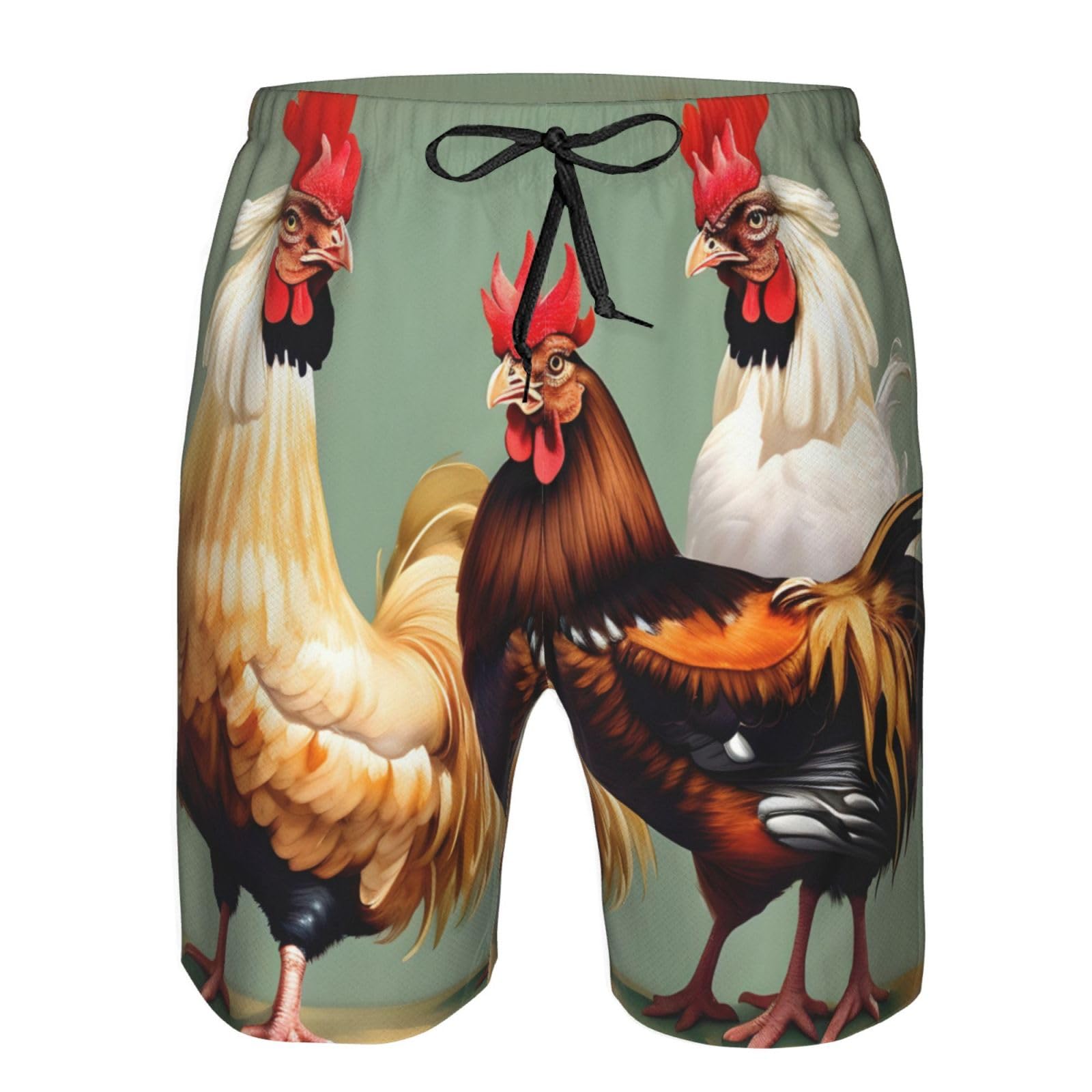 Short de plage décontracté imprimé coq et poulet, short d'été, short de bain pour homme, short de bain élégant pour homme